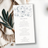 Celestial Navy Sterrennacht Moon Wedding Menu Card