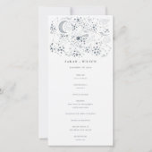 Celestial Navy Sterrennacht Moon Wedding Programme Bedankkaart (Voorkant)