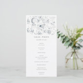 Celestial Navy Sterrennacht Moon Wedding Programme Bedankkaart (Staand voorkant)