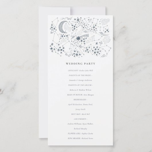 Celestial Navy Sterrennacht Moon Wedding Programme Bedankkaart (Achterkant)