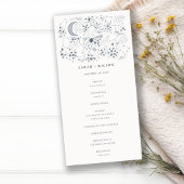 Celestial Navy Sterrennacht Moon Wedding Programme Bedankkaart