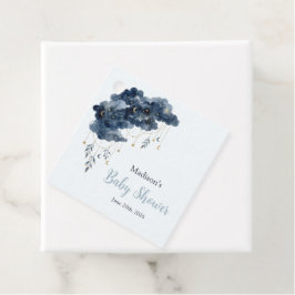 Celestial Navy Watercolor Cloud Corner Square Bedankjes Labels