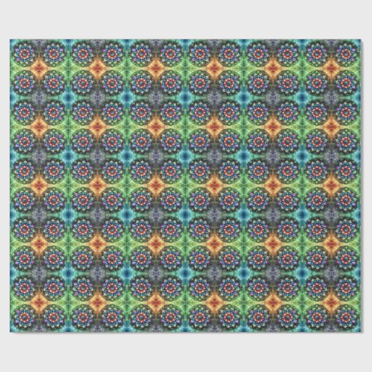 Celestial Neon Mandala met Levendig Abstract Cadeaupapier (Vlak)