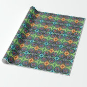 Celestial Neon Mandala met Levendig Abstract Cadeaupapier (Uitgerold)