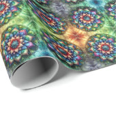 Celestial Neon Mandala met Levendig Abstract Cadeaupapier (Rol Hoek)