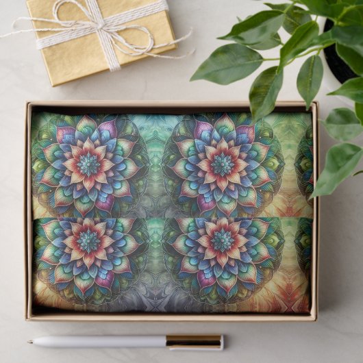 Celestial Neon Mandala Retro-Modern Tissuepapier (Geschenk)