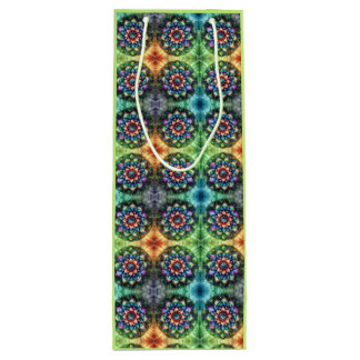Celestial Neon Mandala Retro-Modern Wijn Cadeautas