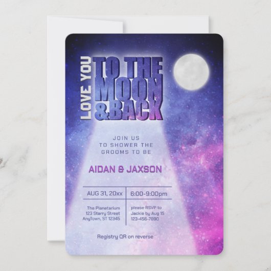 Celestial Night Love You To Moon Trouwdouche Kaart (Voorkant)