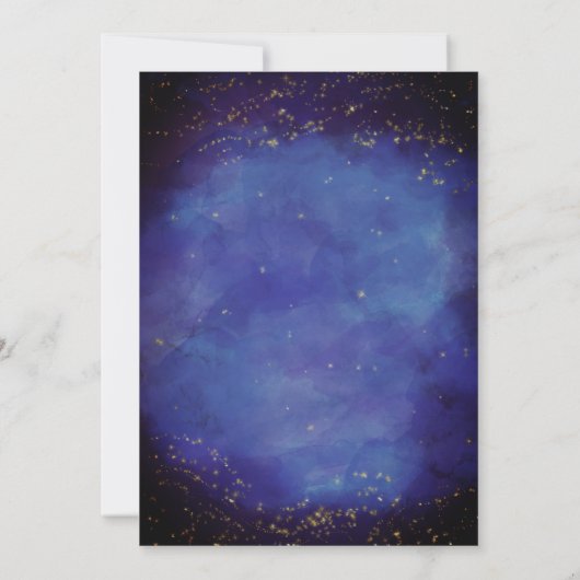 Celestial Night Sky Blue & Gold Stars Baby shower Kaart (Achterkant)