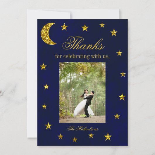 Celestial Night Sky Bruiloft Bedankkaart (Voorkant)