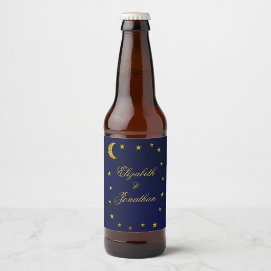 Celestial Night Sky Bruiloft Bier Etiket (Voorkant)
