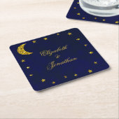 Celestial Night Sky Bruiloft Kartonnen Onderzetters (Schuin)