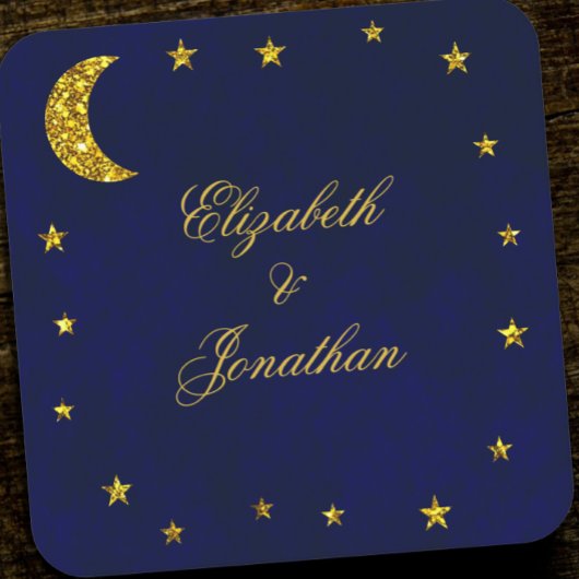 Celestial Night Sky Bruiloft Kartonnen Onderzetters