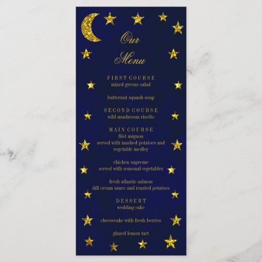 Celestial Night Sky Bruiloft Menu (Voorkant)