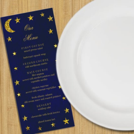 Celestial Night Sky Bruiloft Menu