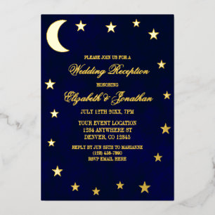 Celestial Night Sky Bruiloft Receptie Folie Uitnodiging