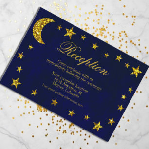 Celestial Night Sky Bruiloft Receptie Informatiekaartje
