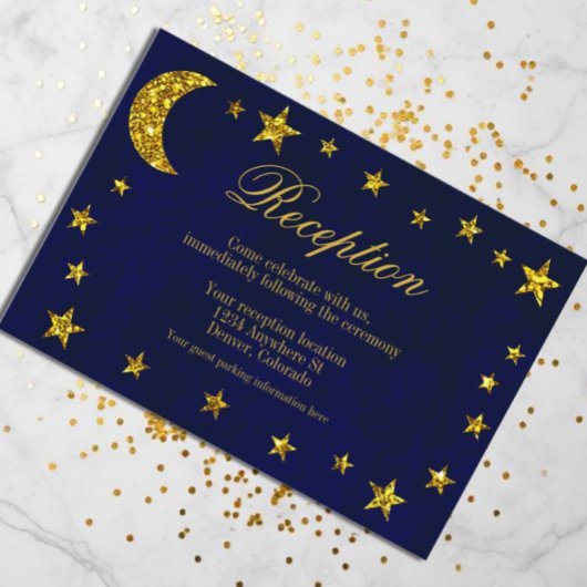 Celestial Night Sky Bruiloft Receptie Informatiekaartje