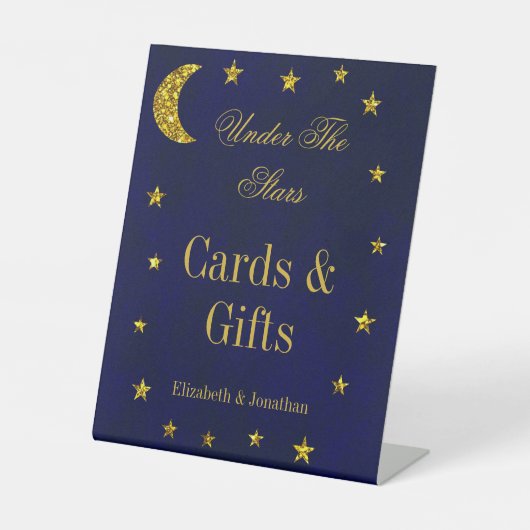 Celestial Night Sky Bruiloft Reclamebord Met Voetstuk (Voorkant)