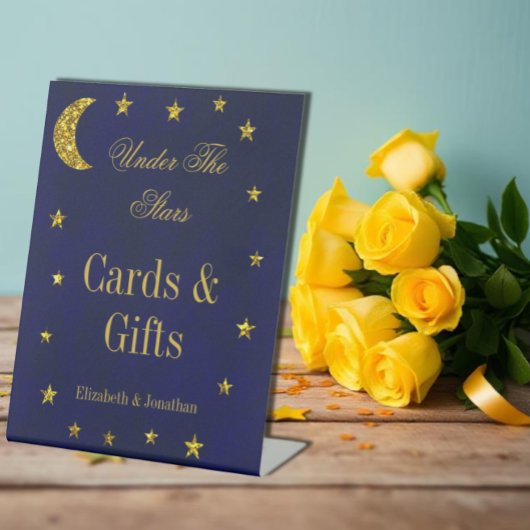 Celestial Night Sky Bruiloft Reclamebord Met Voetstuk