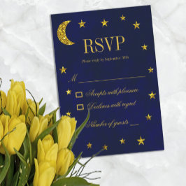 Celestial Night Sky Bruiloft RSVP Kaartje