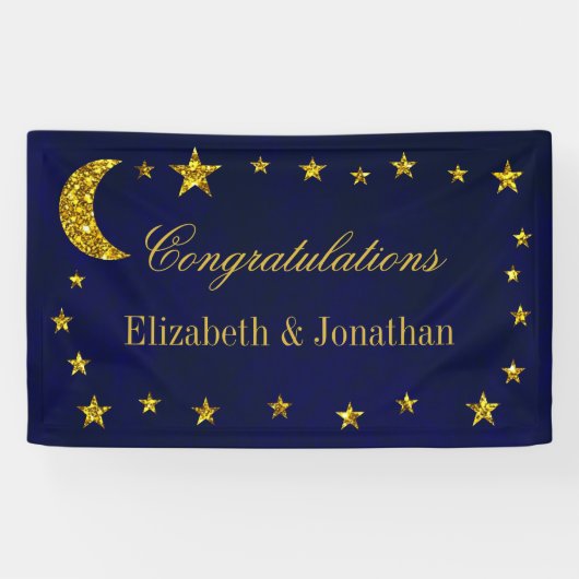 Celestial Night Sky Bruiloft Spandoek (Horizontaal)