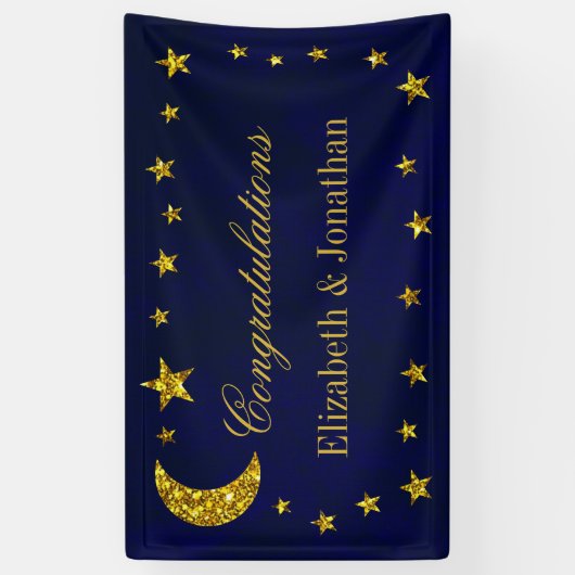 Celestial Night Sky Bruiloft Spandoek (Verticaal)