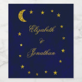 Celestial Night Sky Bruiloft Wijn Etiket (Enkel label)