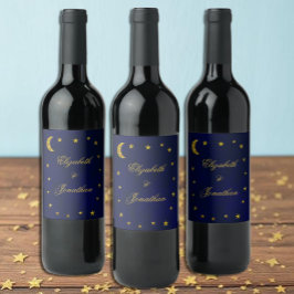 Celestial Night Sky Bruiloft Wijn Etiket