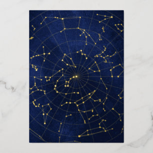 Celestial Night Sky Folie Uitnodiging - Back Kaart