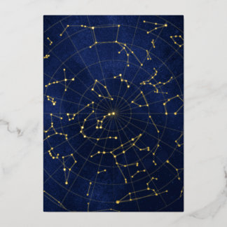 Celestial Night Sky Folie Uitnodiging - Back Kaart