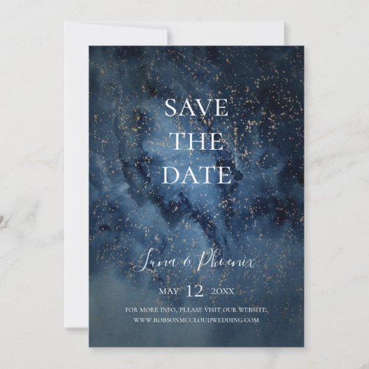 Celestial Night Sky Gold Bewaar de datum Save The Date (Voorkant)