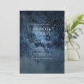 Celestial Night Sky Gold Brunch en Bubble Shower Kaart (Staand voorkant)