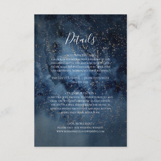 Celestial Night Sky | Gold Details Enclosure Card Informatiekaartje (Voorkant)