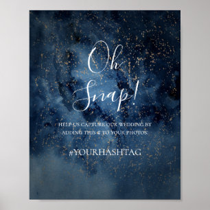 Celestial Night Sky Gold Oh Snap Hashtag-teken Poster