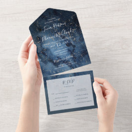 Celestial Night Sky | Gold Seal and Send All In One Uitnodiging