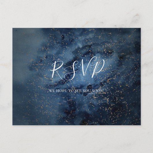 Celestial Night Sky | Gold Song Request RSVP Briefkaart (Voorkant)