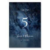Celestial Night Sky | Gold Table Number Kaart (Achterkant)