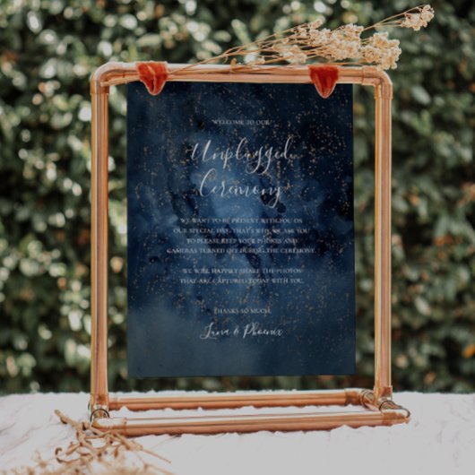 Celestial Night Sky | Gold Unplugged Ceremony Sign Poster