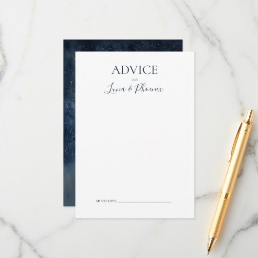 Celestial Night Sky | Gold Weddenvice-kaart Advieskaart (Voorkant / Achterkant in situ)