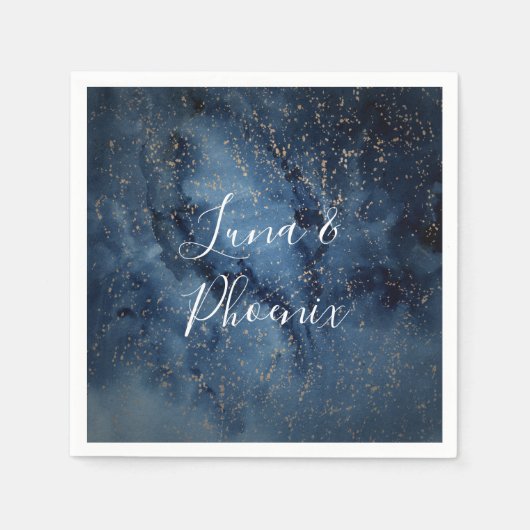 Celestial Night Sky | Gold Wedding Napkins Servet (Voorkant)