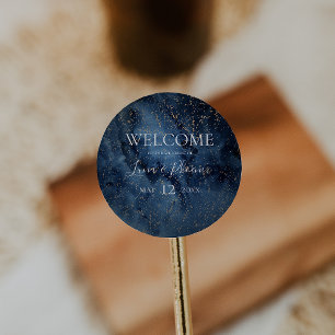 Celestial Night Sky   Gold Wedding Welcome Sticker