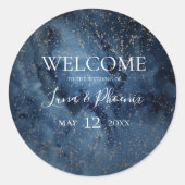 Celestial Night Sky | Gold Wedding Welcome Sticker (Voorkant)