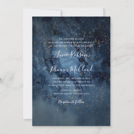 Celestial Night Sky | Goud traditioneel huwelijk Kaart