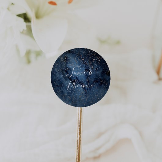 Celestial Night Sky | Goudbruidsinaasappels Ronde Sticker