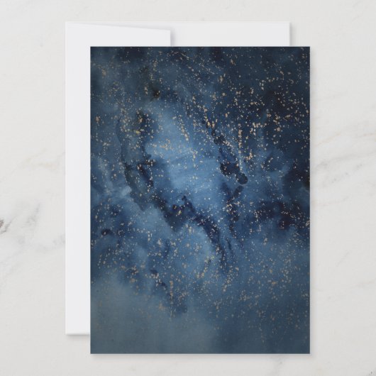 Celestial Night Sky | Gouden Casual bruiloft Kaart (Achterkant)