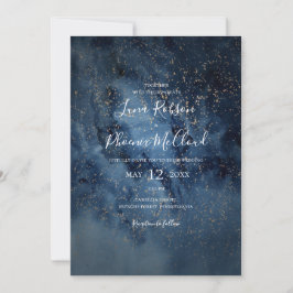 Celestial Night Sky | Gouden Casual bruiloft Kaart