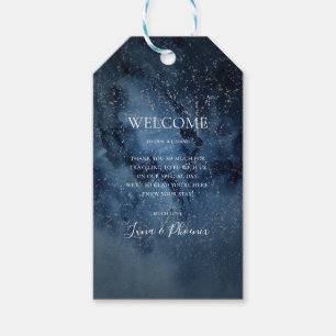 Celestial Night Sky Labels met sliverweddenschap Cadeaulabel