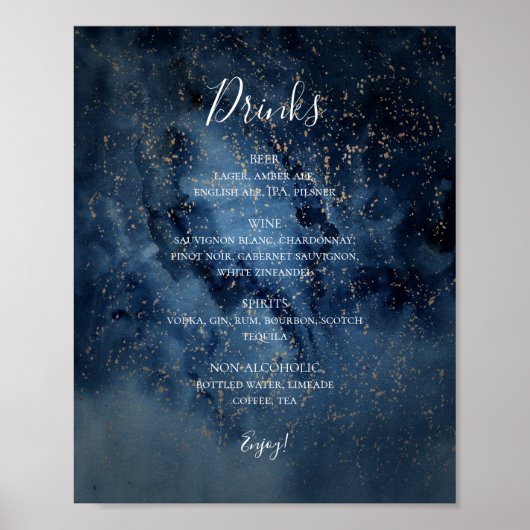 Celestial Night Sky | Menu Gold Drinken Poster (Voorkant)