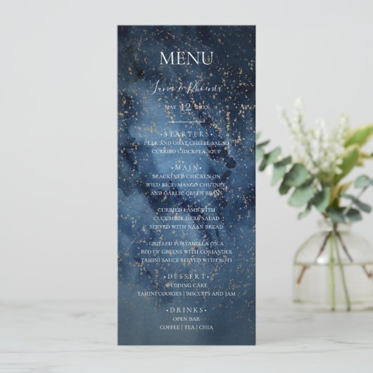 Celestial Night Sky | Menu Gold Weddenrennen (Staand voorkant)